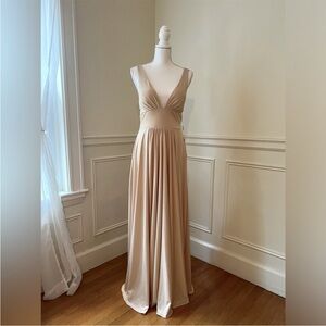 Stacees Wedding Bridesmaid Long Gown in Champagne
